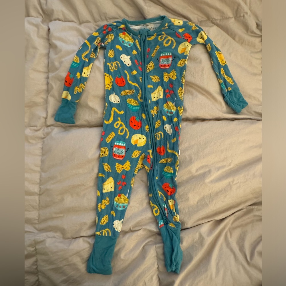 Little Sleepies Teal Food Print Kids Pajamas